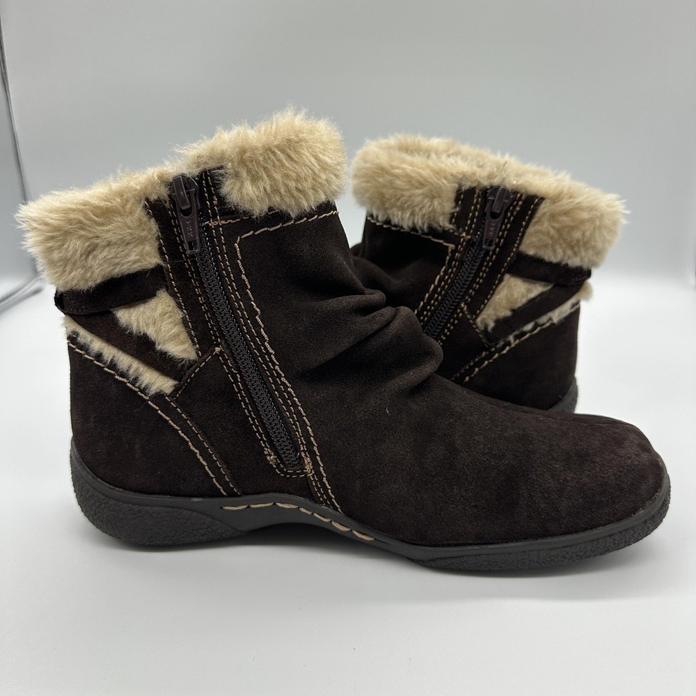 Baretraps Boots Womens Size 6 Brown Leather Faux Fur Ankle Zip Leanna Booties - Picture 7 of 12